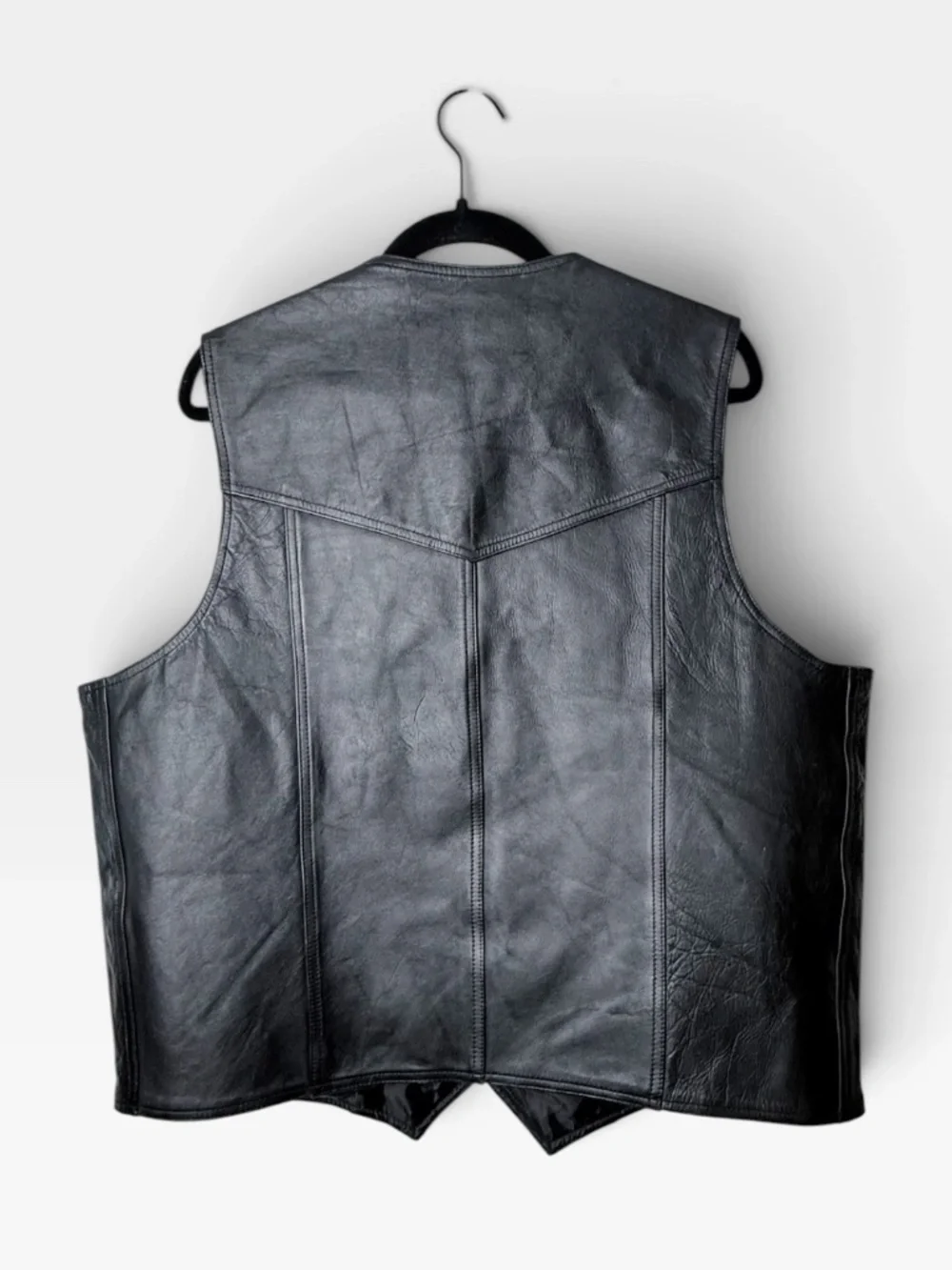 Bonus Leather Motorcycle Vest Size 48 Black Grunge Biker